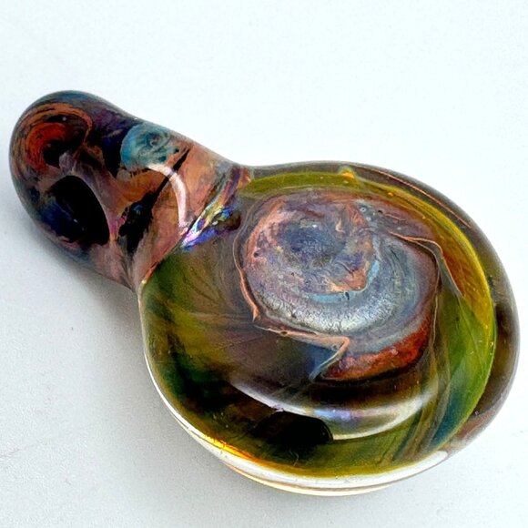Glass Pendant Dichroic Flower Design Handcrafted Multicolor Art Glass 1.5 15g - Picture 7 of 9